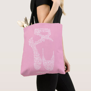 Personalized Ballet Shoe Typgography  Tote Bag