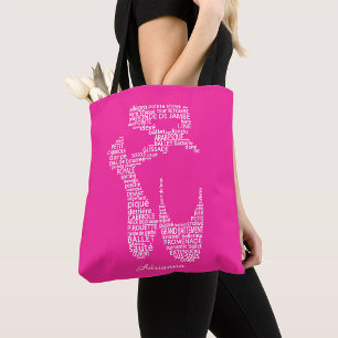 Personalized Ballet Shoe Typgography Tote Bag