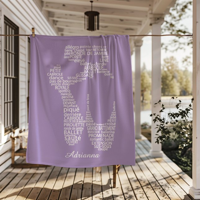 Personalized Ballet Shoe Typography  Fleece Blanket (Creator Uploaded)