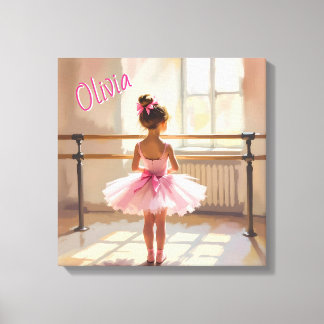 Personalized Ballet themed Ballerina in Pink Canvas Print