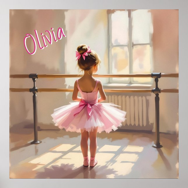 Personalized Ballet themed Ballerina in Pink Poster (Front)
