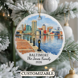 Personalized Baltimore Ornament, Custom Maryland Ceramic Tree Decoration