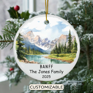 Personalized Banff Ornament, Canada Ceramic Tree Decoration