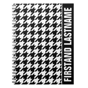 Personalized Bar Tab Black Houndstooth Notebook