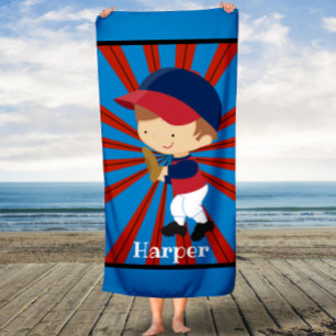 Personalized baseball Catcher Boys Kids Bath Towel