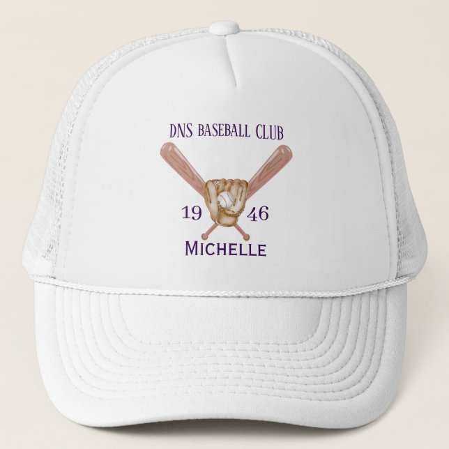 Personalized baseball Club Name Classic Trucker Hat (Front)