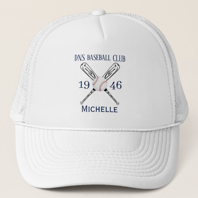 Personalized baseball Club Name Classic Trucker Hat (Front)