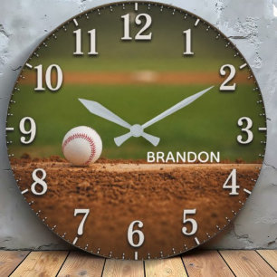 Personalized Baseball Field Custom Name Large Clock