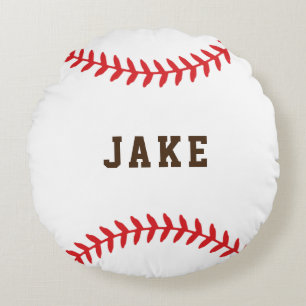 Personalized Baseball Kids Name Sports Round Pillo Cushion