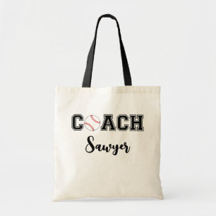 Personalized baseball / little league coach team tote bag