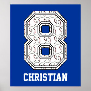 Personalized Baseball Number 8 Poster