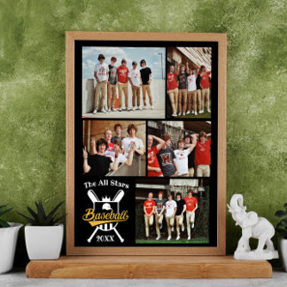 Personalized baseball Photo Collage Name Team # Poster
