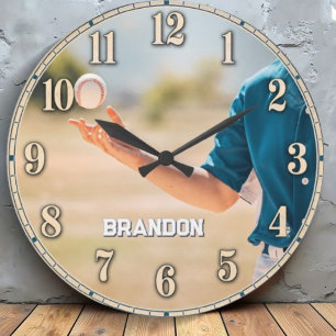 Personalized Baseball Pitcher Custom Name Large Clock