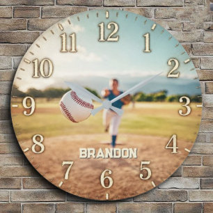 Personalized Baseball Pitcher Custom Name Player Large Clock