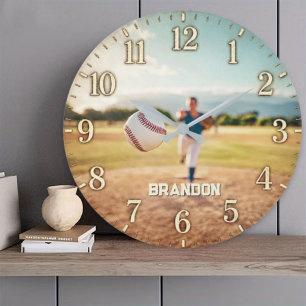 Personalized Baseball Pitcher Custom Name Player Large Clock