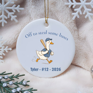 Personalized Baseball Player Gift Custom Name Ceramic Tree Decoration