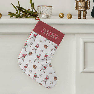 Personalized Baseball Santa Small Christmas Stocking