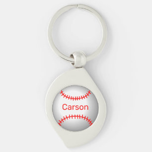 Personalized Baseball with Red Stitches  Key Ring
