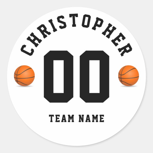 Personalized Basketball Kids School Team Locker Classic Round Sticker (Front)