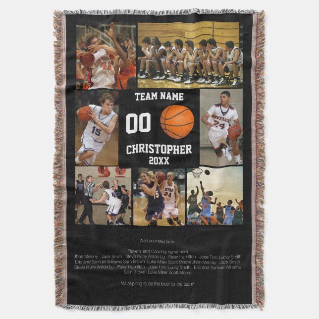 Personalized Basketball Senior Night Players Throw Blanket (Front Vertical)