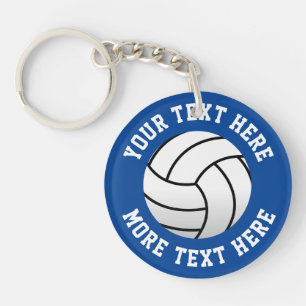 Personalized beach volleyball player round acrylic key ring