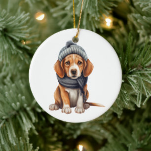 Personalized Beagle Dog Art Ceramic Tree Decoration
