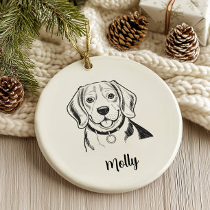 Personalized Beagle Dog Christmas Ceramic Tree Decoration