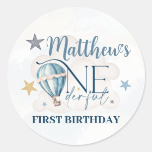 Personalized Bear in a Balloon Round Stickers