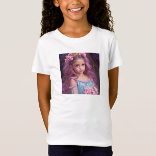 Personalized Beautiful Girl with Pink Flowers  T-Shirt