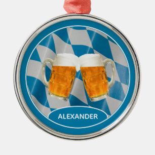 Personalized Beer Bavarian flag Christmas Metal Tree Decoration