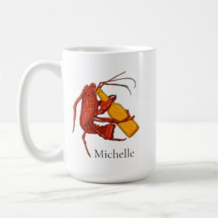 Personalized Beer Drinking Lobster Coffee Mug