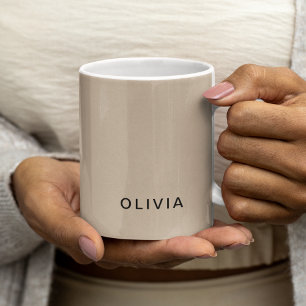 "Personalized Beige Monogram Custom Coffee Mug