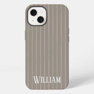 Personalized beige pinstripes Case-Mate iPhone cas 13 Case