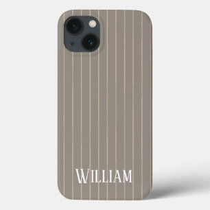 Personalized beige pinstripes Case-Mate iPhone cas 13 Case