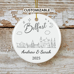 Personalized Belfast Ornament, Northern Ireland Ceramic Tree Decoration