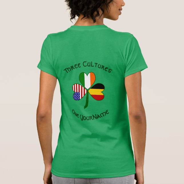 Personalized Belgium Ireland USA Shamrock Women's T-Shirt (Back)