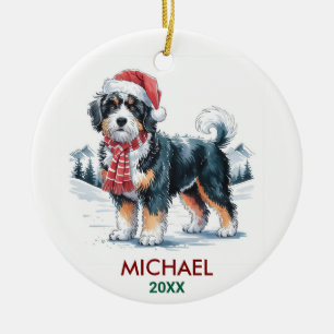 Personalized Bernedoodle Dog Christmas Ceramic Tree Decoration