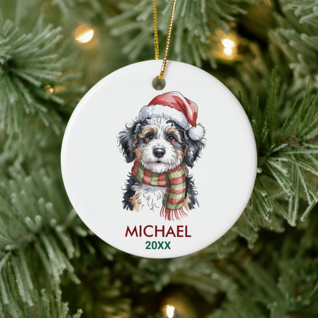 Personalized Bernedoodle Dog Christmas Ceramic Tree Decoration (Tree)