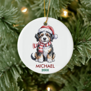 Personalized Bernedoodle Dog Christmas Ceramic Tree Decoration