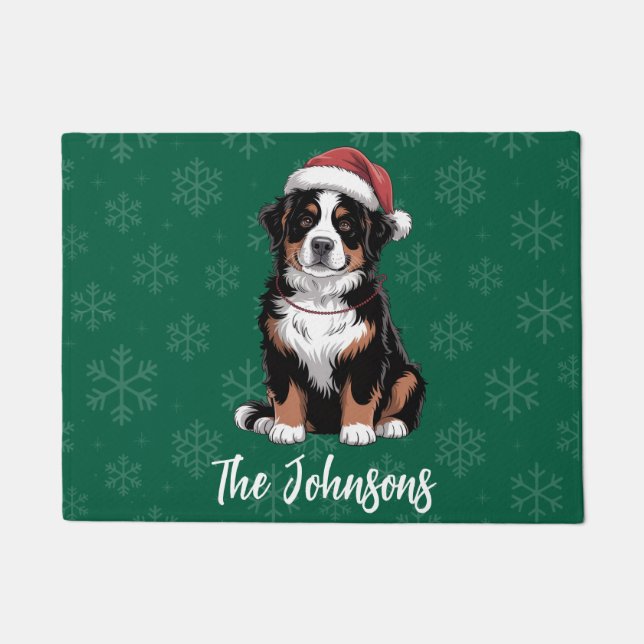 Personalized Bernese Mountain Dog Christmas        Doormat (Front)