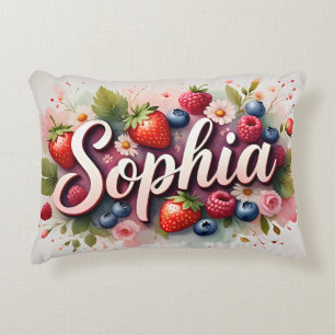 Personalized Berry Floral Name Pillow – "Sophia"
