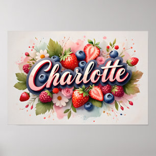 Personalized Berry Floral Name Poster "Charlotte"