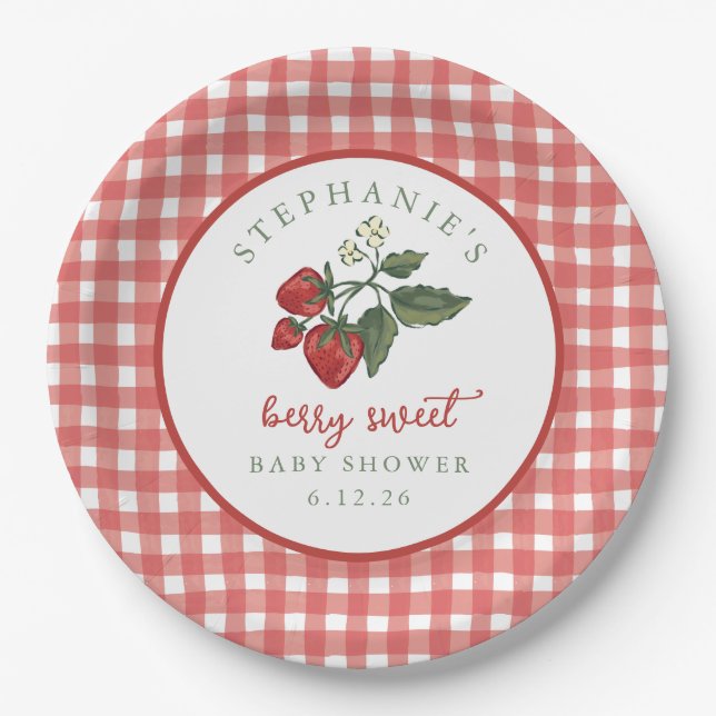Personalized Berry Sweet Baby Shower Napkin Paper Plate (Front)