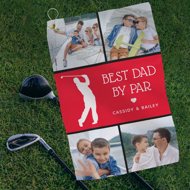 Personalized Best Dad by Par Photo Collage Golf To Golf Towel (Creator Uploaded)