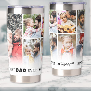 Personalized Best Dad Ever 8 Photo Collage Father Insulated Tumbler
