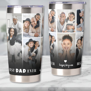 Personalized Best Dad Ever 8 Photo Collage Father Insulated Tumbler