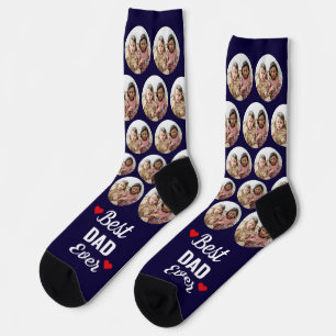 Personalized Best Dad Ever Kids Photo Navy Socks