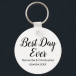 Personalized Best Day Ever Wedding Key Ring<br><div class="desc">Create a lasting memory of your special day for your guests with our "Eternal Keepsake" Personalized Best Day Ever Wedding Keychain. This elegant and fun keychain is a perfect way to thank your family and friends for being part of your celebration, combining style and sentiment in a compact and meaningful...</div>