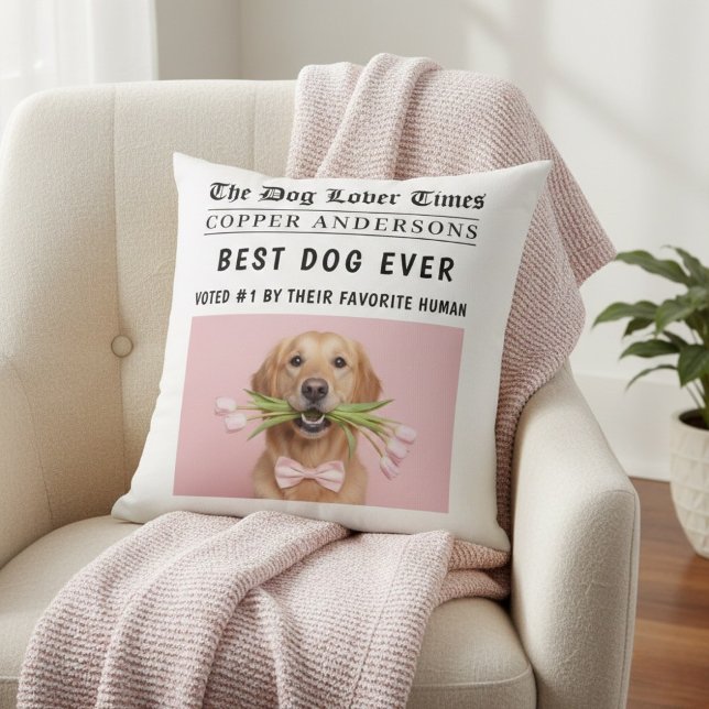 Personalized “Best Dog Ever” Newspaper Photo  Cushion (Creator Uploaded)