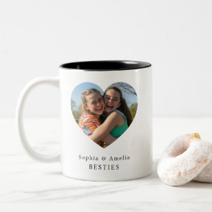 Personalized Best Friends Heart Photo Name Two-Tone Coffee Mug